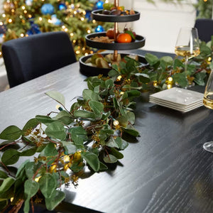 Noma 24" Pre-Lit Frosted Fir Artificial Wreath & 9' Garland Holiday Mantle Decor
