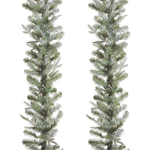 NOMA Frosted Fir 9 Foot Pre Lit Christmas Garland Home Holiday Decor, (2 Pack) - TRAPSKI