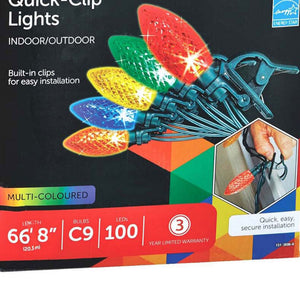NOMA Quick Clip 100 LED C9 Lights for Indoor & Outdoor Use, Multicolor (3 Pack) - TRAPSKI