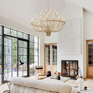 36-Light Gold Industrial Iron Candle Chandelier