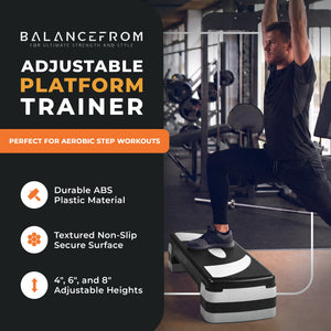 BalanceFrom Fitness Adjustable Workout Aerobic Step Platform Trainer w/Raisers