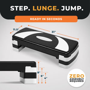 BalanceFrom Fitness Adjustable Workout Aerobic Step Platform Trainer w/Raisers