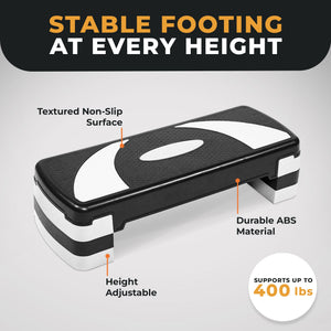 BalanceFrom Fitness Adjustable Workout Aerobic Step Platform Trainer w/Raisers