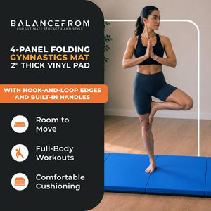 BalanceFrom 4' x 6' x 2" All Purpose Folding Fitness Gymnastics Gym Mat, Blue