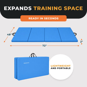 BalanceFrom 4' x 6' x 2" All Purpose Folding Fitness Gymnastics Gym Mat, Blue
