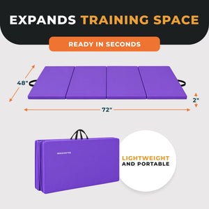 BalanceFrom 4' x 6' x 2" All Purpose Folding Fitness Gymnastics Gym Mat, Purple