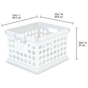 Sterilite Stackable Plastic Storage Open Crate Bin Organizer Box, White, 6-Pack