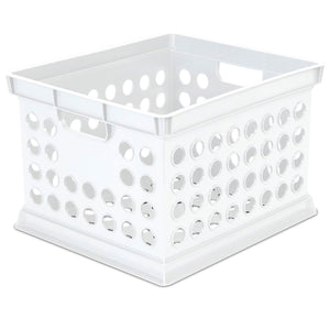 Sterilite Stackable Plastic Storage Open Crate Bin Organizer Box, White, 12-Pack