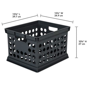 Sterilite Stackable Plastic Storage Open Crate Bin Organizer Box, Black (6 Pack)