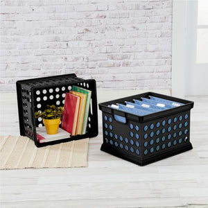 Sterilite Stackable Plastic Storage Open Crate Bin Organizer Box, Black (6 Pack)