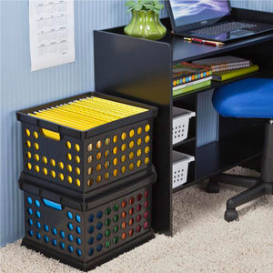 Sterilite Stackable Plastic Storage Open Crate Bin Organizer Box, Black (6 Pack)