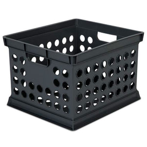Sterilite Stackable Plastic Storage Open Crate Bin Organizer Box, Black, 12 Pack
