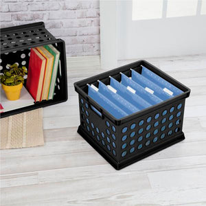 Sterilite Stackable Plastic Storage Open Crate Bin Organizer Box, Black, 24 Pack