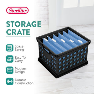 Sterilite Stackable Plastic Storage Open Crate Bin Organizer Box, Black, 24 Pack