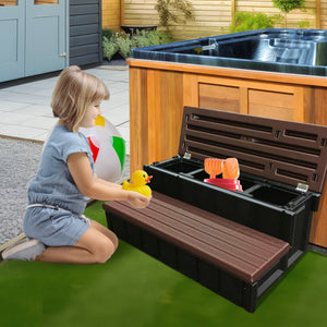 Confer Plastics Leisure Accents Outdoor Spa Hot Tub Storage Steps, Espresso