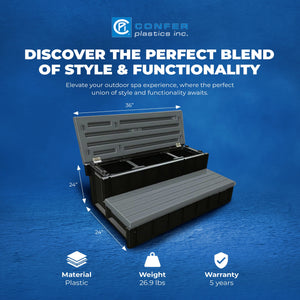 Confer Plastics Leisure Accents Outdoor Spa Hot Tub Storage Steps, Deep Gray