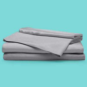 Sleepgram Viscose from Bamboo Cal King Bed Sheet Set w/2 Pillowcases, Grey Stone