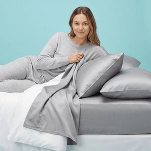 Sleepgram Viscose from Bamboo Full Bed Sheet Set with 2 Pillowcases, Grey Stone
