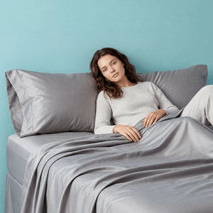 Sleepgram Viscose from Bamboo Full Bed Sheet Set with 2 Pillowcases, Grey Stone