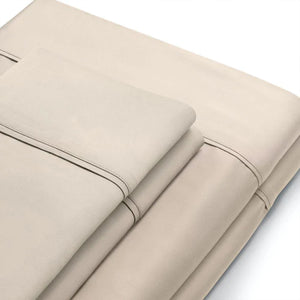 Sleepgram Viscose from Bamboo Full Bed Sheet Set with 2 Pillowcases, Sand