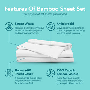 Sleepgram Viscose from Bamboo Full Bed Sheet Set with 2 Pillowcases, White