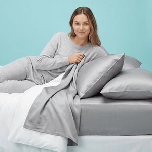 Sleepgram Viscose from Bamboo King Bed Sheet Set with 2 Pillowcases, Grey Stone