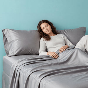 Sleepgram Viscose from Bamboo King Bed Sheet Set with 2 Pillowcases, Grey Stone