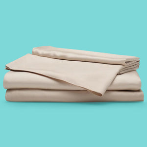 Sleepgram Viscose from Bamboo King Bed Sheet Set with 2 Pillowcases, Sand