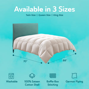 Sleepgram Twin Sized Pre Shrunk All Season Embroidered Cotton Comforter, White