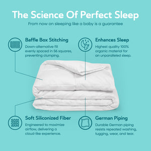 Sleepgram Twin Sized Pre Shrunk All Season Embroidered Cotton Comforter, White