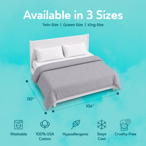 Sleepgram Supima 400 Thread Count Cotton Duvet Cover with Travel Bag, King, Grey