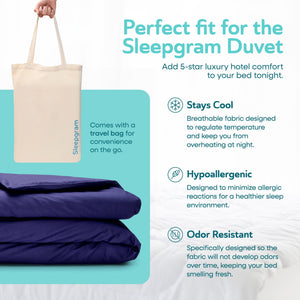 Sleepgram Supima 400 Thread Count Cotton Duvet Cover w/ Travel Bag, King, Violet