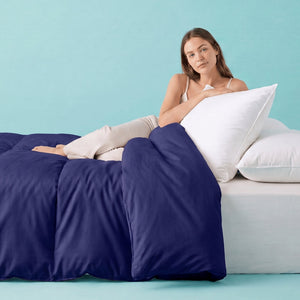 Sleepgram Supima 400 Thread Count Cotton Duvet Cover w/ Travel Bag, King, Violet