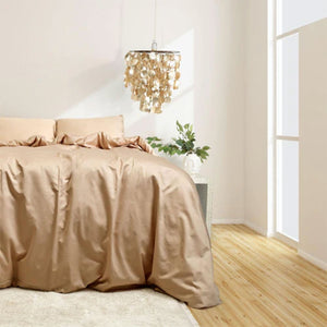 Sleepgram Supima 400 Thread Count Cotton Duvet Cover with Travel Bag, King, Sand