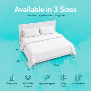 Sleepgram Supima 400 Thread Count Cotton Duvet Cover and Travel Bag, King, White