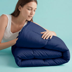 Sleepgram Supima 400 Thread Count Cotton Duvet Cover and Travel Bag, Queen, Blue