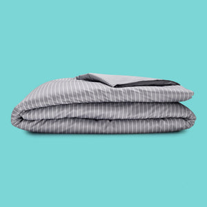 Sleepgram Supima 400 Thread Count Cotton Duvet Cover and Travel Bag, Queen, Grey