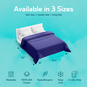 Sleepgram Supima 400 Thread Count Cotton Duvet Cover w/Travel Bag, Queen, Violet