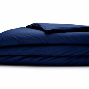 Sleepgram Supima 400 Thread Count Cotton Duvet Cover and Travel Bag, Queen, Blue