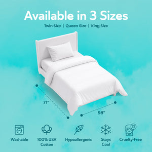 Sleepgram Supima 400 Thread Count Cotton Duvet Cover and Travel Bag, Twin, White