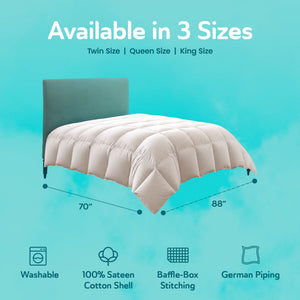 Sleepgram Twin Sized Pre Shrunk Lightweight Embroidered Cotton Comforter, White