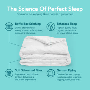 Sleepgram Twin Sized Pre Shrunk Lightweight Embroidered Cotton Comforter, White