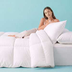 Sleepgram Twin Sized Pre Shrunk Lightweight Embroidered Cotton Comforter, White