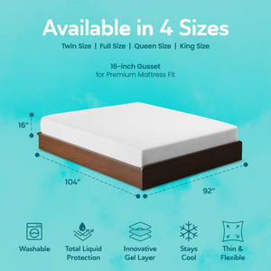 Sleepgram Breathable Sweat Proof Cotton Cover Mattress Protector, Queen, White
