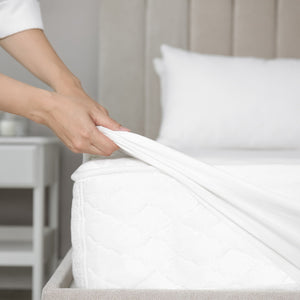 Sleepgram Breathable Sweat Proof Cotton Cover Mattress Protector, Queen, White