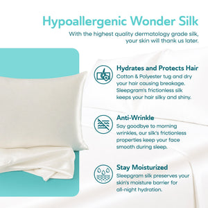 Sleepgram Regular King Size Breathable Cooling Grade 6A Silk Pillowcase, White