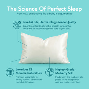 Sleepgram Regular King Size Breathable Cooling Grade 6A Silk Pillowcase, White