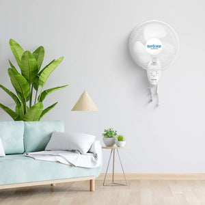 Hurricane Supreme 12 Inch Oscillating 3 Speed Portable Wall Mount Fan, White