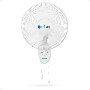 Hurricane Supreme 16 Inch 90 Degree Oscillating 3 Speed Wall Mounted Fan, White