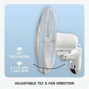Hurricane Classic 16 Inch 90 Degree Oscillating 3 Speed Wall Fan, White, 4 Pack